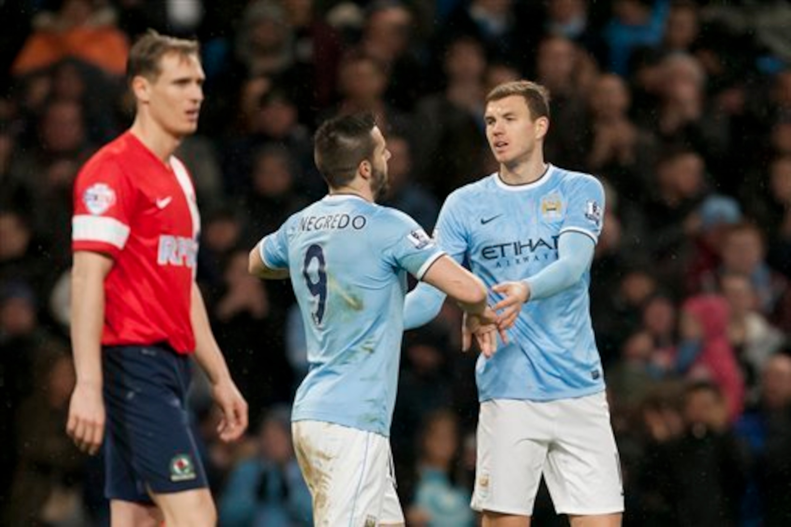 Strike up a partnership: Alvaro Negredo and Edin Dzeko.