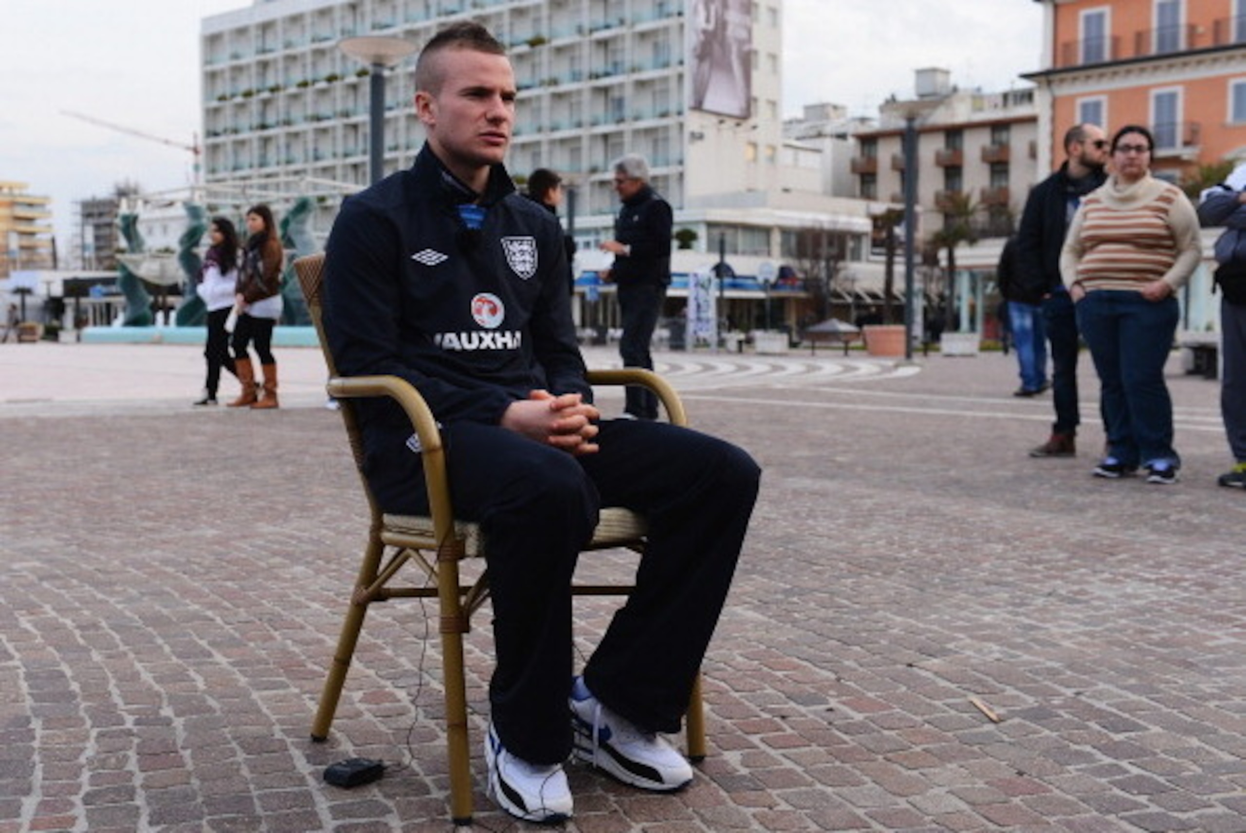 RIMINI, ITALY - MARCH 23:  Tom Cleverley of England talks to the press on March 23, 2013 in Rimini, Italy.  (Photo by Mike Hewitt/Getty Images)