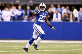 INDIANAPOLIS, IN - JANUARY 04:  Vontae Davis #23 of the Indianapolis Colts celebrates during the NFL Wild Card Playoff game against the Kansas City Chiefs at Lucas Oil Stadium on January 4, 2014 in Indianapolis, Indiana.  (Photo by Andy Lyons/Getty Images