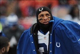 Dec 22, 2013; Kansas City, MO, USA; Indianapolis Colts running back Donald Brown (31) watches play on the sidelines during the second half of the game against the Kansas City Chiefs at Arrowhead Stadium. The Colts won 23-7. Mandatory Credit: Denny Medley-