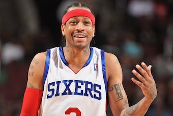PHILADELPHIA - JANUARY 20:  Allen Iverson #3 of the Philadelphia 76ers smiles on the court during the game against the Portland Trail Blazers on January 20, 2010 at Wachovia Center in Philadelphia, Pennsylvania.  The Blazers won 98-90.  NOTE TO USER: User
