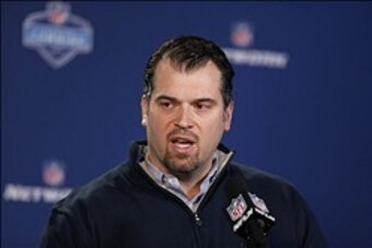 Feb 21, 2014; Indianapolis, IN, USA; Indianapolis Colts general manager Ryan Grigson speaks to the media in a press conference during the 2014 NFL Combine at Lucas Oil Stadium. Mandatory Credit: Brian Spurlock-USA TODAY Sports