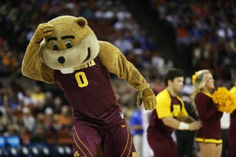 AUSTIN, TX - MARCH 24:  The Minnesota Golden Gophers mascot reacts in the second half against the Florida Gators during the third round of the 2013 NCAA Men's Basketball Tournament at The Frank Erwin Center on March 24, 2013 in Austin, Texas.  (Photo by R