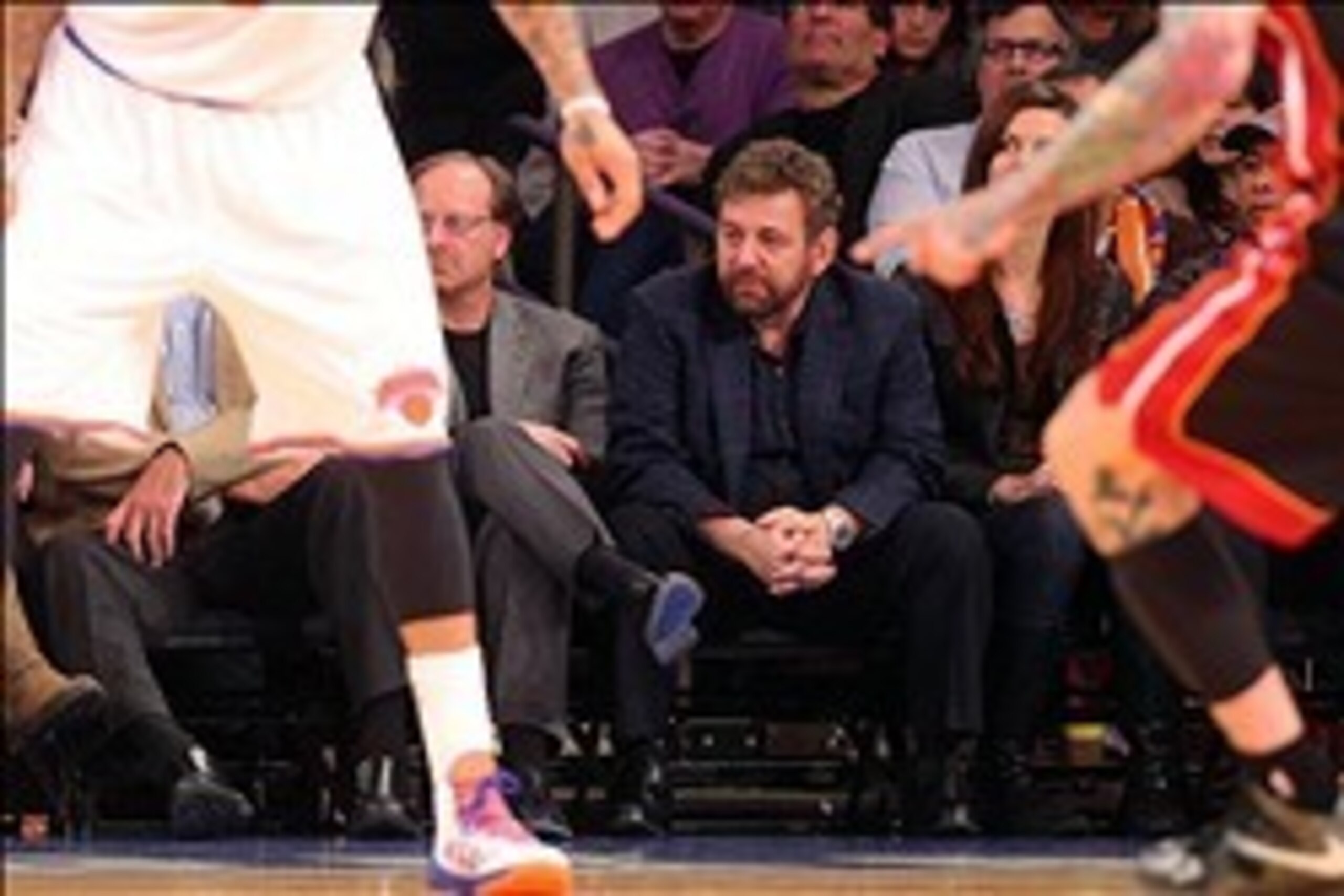 Feb 1, 2014; New York, NY, USA; New York Knicks executive chairman James L. Dolan looks on during the third quarter of a game between the New York Knicks and the Miami Heat at Madison Square Garden. The Heat defeated the Knicks 106-91. Mandatory Credit: B