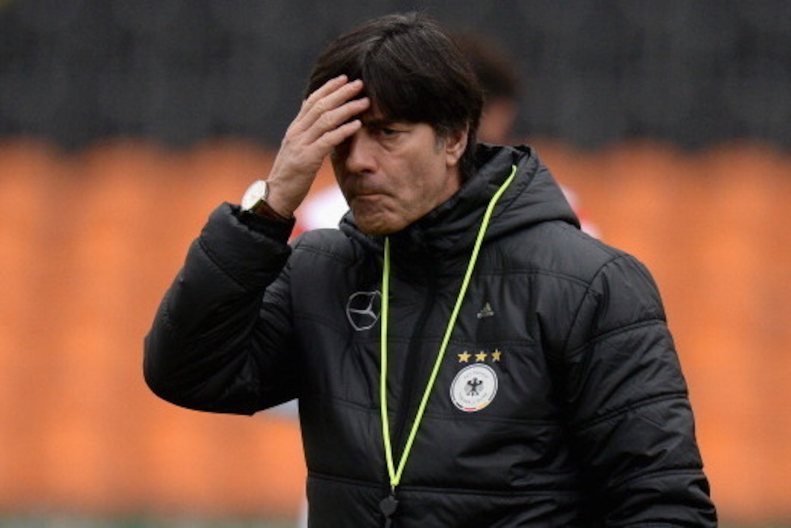 BARNET, ENGLAND - NOVEMBER 17:  Joachim Low, Head Coach of Germany during the Germany Training Session at The Hive on November 17, 2013 in Barnet, England.  (Photo by Tony Marshall/Getty Images)