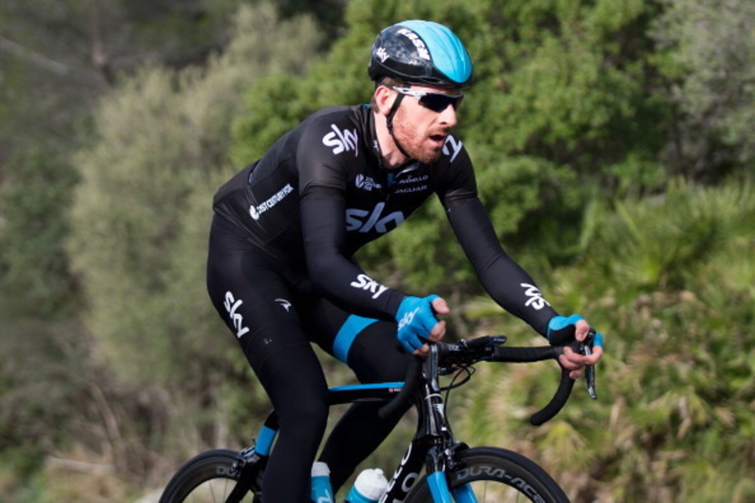 MALLORCA, SPAIN - FEBRUARY 04:  Sir Bradley Wiggins of Great Britain and Team SKY in action during a Team SKY Training Camp Media Day on February 4, 2014 in Mallorca, Spain.  (Photo by Bryn Lennon/Getty Images)