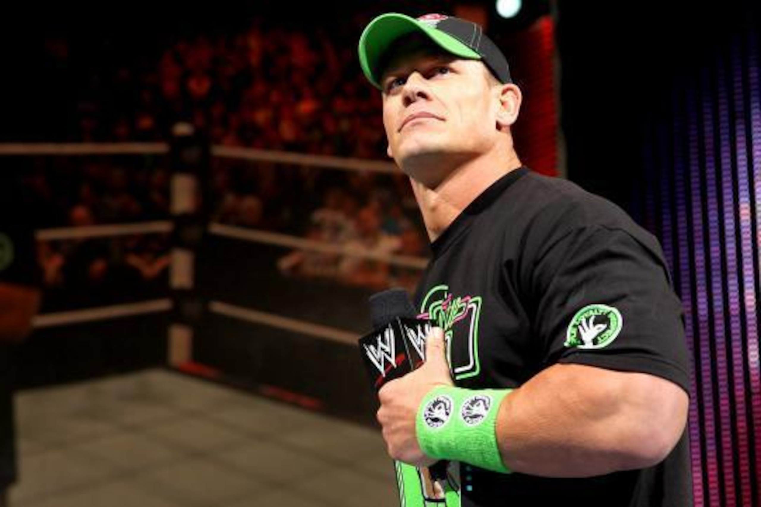 A hobbled John Cena addresses The Wyatt Family.