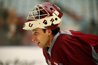 VANCOUVER, BC - MARCH 01:  (EDITORIAL USE ONLY) Goaltender Roberto Luongo #1 of the Vancouver Canucks attends practice for the 2014 Tim Hortons NHL Heritage Classic game against the Ottawa Senators at BC Place on March 1, 2014 in Vancouver, British Columb