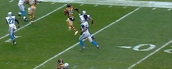 Brown beat four defenders to score against the Lions.