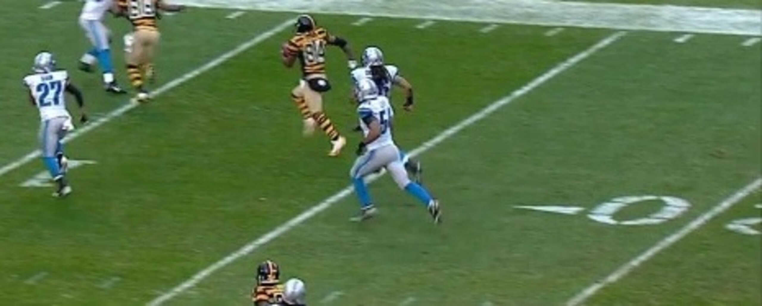 Brown beat four defenders to score against the Lions.