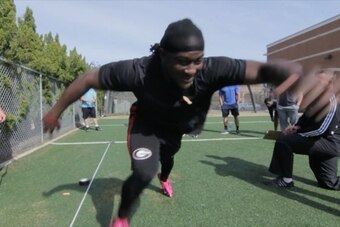 Crowell works on explosiveness while training at EXOS.
