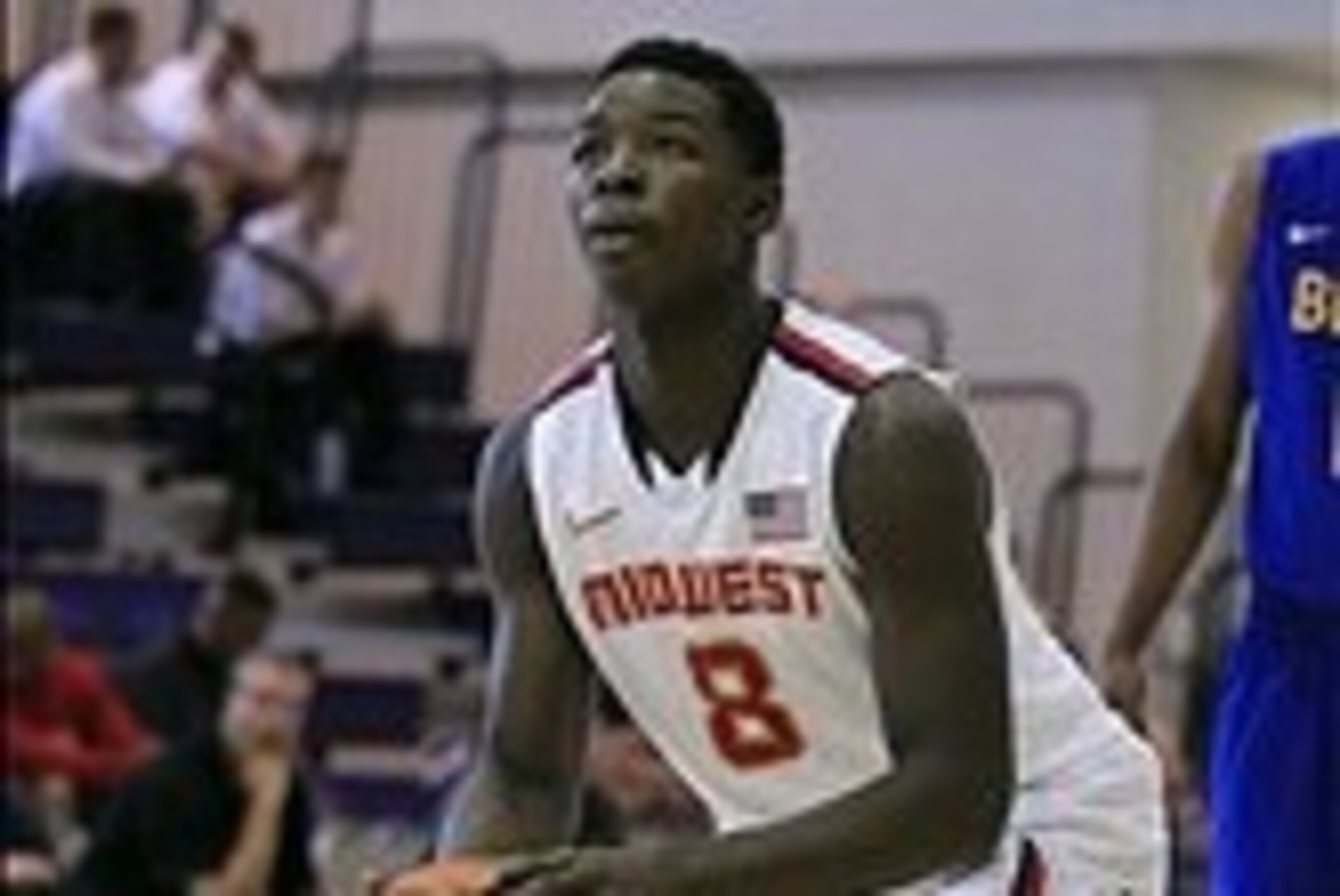 Jul 18, 2013; Washington, DC, USA; Team USA Midwest player Jae'Sean Tate (8) prepares to shoot the ball against Team Brasil during the Nike Global Challenge at Trinity University in Washington, DC. Mandatory Credit: Geoff Burke-USA TODAY Sports
