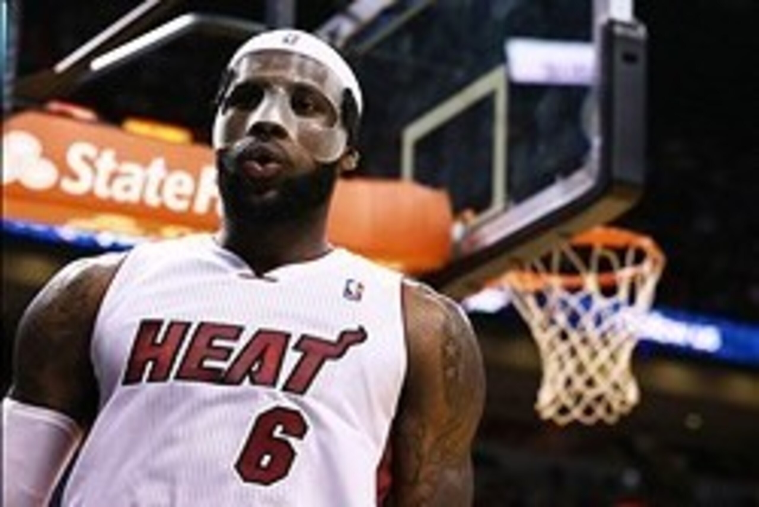 Mar 3, 2014; Miami, FL, USA; Miami Heat small forward LeBron James (6) reacts after making a shot against the Charlotte Bobcats in the second half at American Airlines Arena. Mandatory Credit: Robert Mayer-USA TODAY Sports