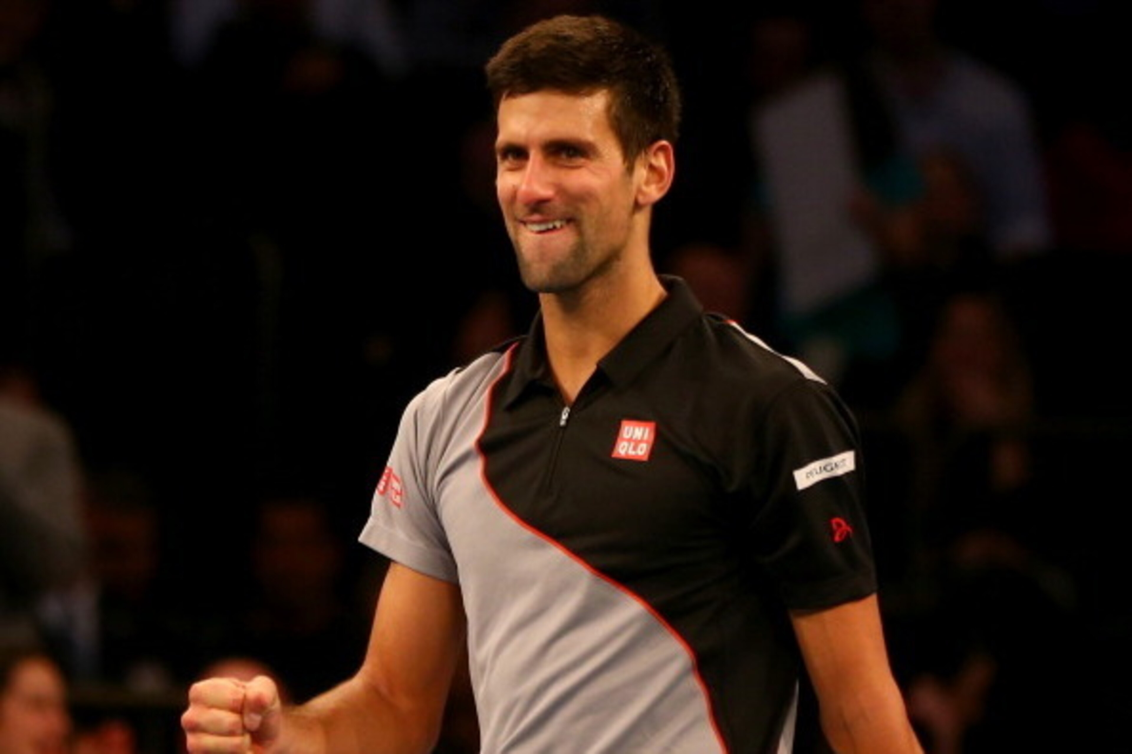NEW YORK, NY - MARCH 03:  Novak Djokovic of Serbia celebrates his win over Andy Murray of Great Britain during the BNP Paribas Showdown at Madison Square Garden on March 3, 2014 in New York City.  (Photo by Elsa/Getty Images)