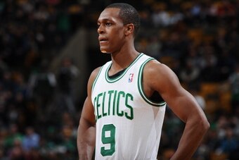 BOSTON, MA - FEBRUARY 26: Rajon Rondo #9 of the Boston Celtics looks on during the game against the Atlanta Hawks on February 26, 2014 at the TD Garden in Boston, Massachusetts.  NOTE TO USER: User expressly acknowledges and agrees that, by downloading an