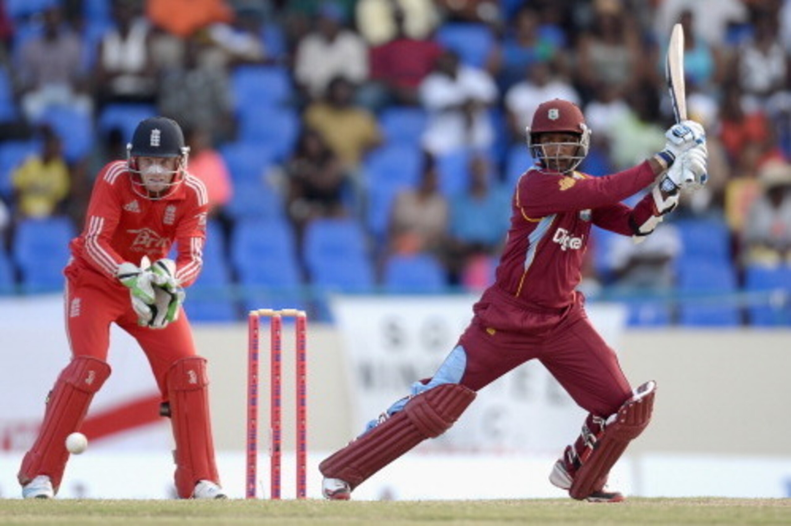 ANTIGUA, ANTIGUA AND BARBUDA - MARCH 05:  Denesh Ramdin of the West Indies bats during the 3rd One Day International between the West Indies and England at Sir Viv Richards Cricket Ground on March 5, 2014 in Antigua, Antigua and Barbuda.  (Photo by Gareth