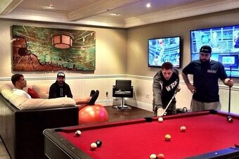 Griffin's 0ne0f0ne art piece in his L.A. pad.