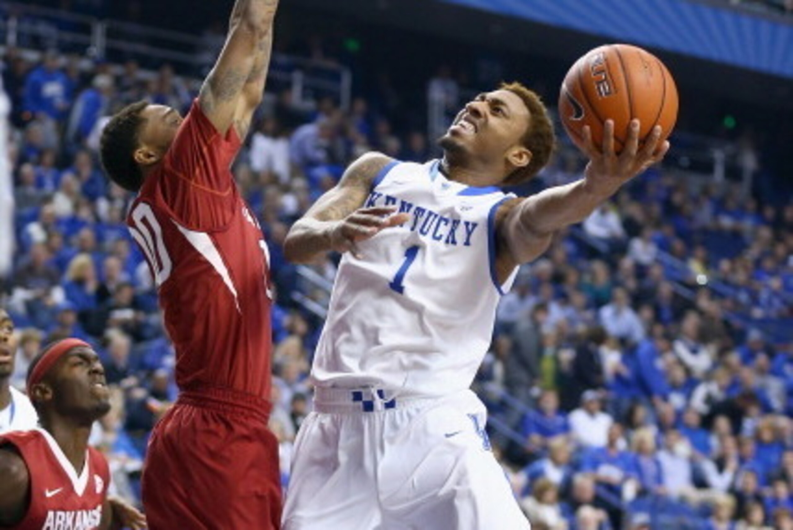 LEXINGTON, KY - FEBRUARY 27: James Young #1 of the Kentucky Wildcats shoots the ball during the game against the Arkansas Razorbacks at Rupp Arena on February 27, 2014 in Lexington, Kentucky. (Photo by Andy Lyons/Getty Images) LEXINGTON, KY - FEBRUARY 27: James Young #1 of the Kentucky Wildcats shoots the ball during the game against the Arkansas Razorbacks at Rupp Arena on February 27, 2014 in Lexington, Kentucky. (Photo by Andy Lyons/Getty Images)