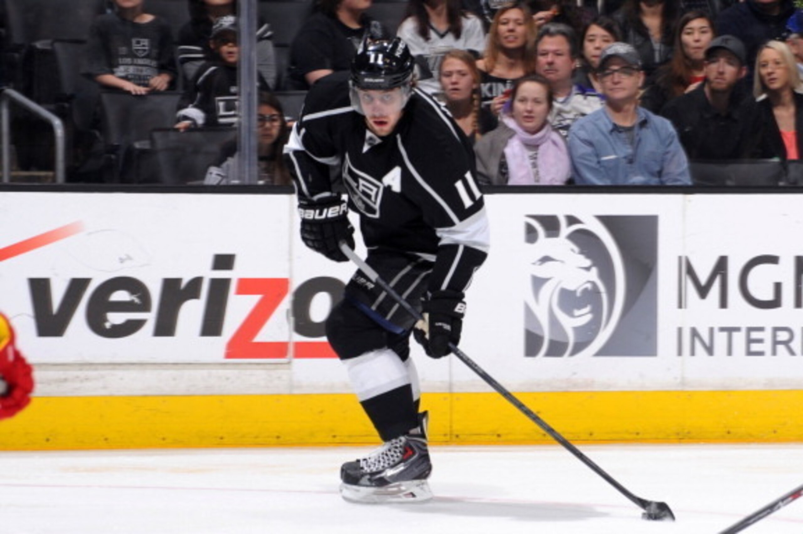 LOS ANGELES, CA - MARCH 1: Anze Kopitar #11 of the Los Angeles Kings skates with the puck against the Carolina Hurricanes at Staples Center on March 1, 2014 in Los Angeles, California. (Photo by Juan Ocampo/NHLI via Getty Images) LOS ANGELES, CA - MARCH 1: Anze Kopitar #11 of the Los Angeles Kings skates with the puck against the Carolina Hurricanes at Staples Center on March 1, 2014 in Los Angeles, California. (Photo by Juan Ocampo/NHLI via Getty Images)
