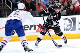 LOS ANGELES, CA - MARCH 3: Mike Richards #10 of the Los Angeles Kings shoots against Douglas Murray #6 of the Montreal Canadiens at Staples Center on March 3, 2014 in Los Angeles, California. (Photo by Andrew D. Bernstein/NHLI via Getty Images) LOS ANGELES, CA - MARCH 3: Mike Richards #10 of the Los Angeles Kings shoots against Douglas Murray #6 of the Montreal Canadiens at Staples Center on March 3, 2014 in Los Angeles, California. (Photo by Andrew D. Bernstein/NHLI via Getty Images)