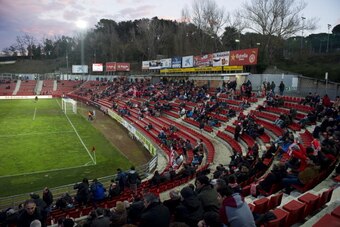 GIRONA, SPAIN - JANUARY 25:   A general view of the Estadia Montilivi stadium during the Spanish Segunda Division match between Girona FC and SD Eibar at the Estadia Montilivi on January 25, 2014 in Girona,Spain. (Photo by Josep Lago/EuroFootball/Getty Im