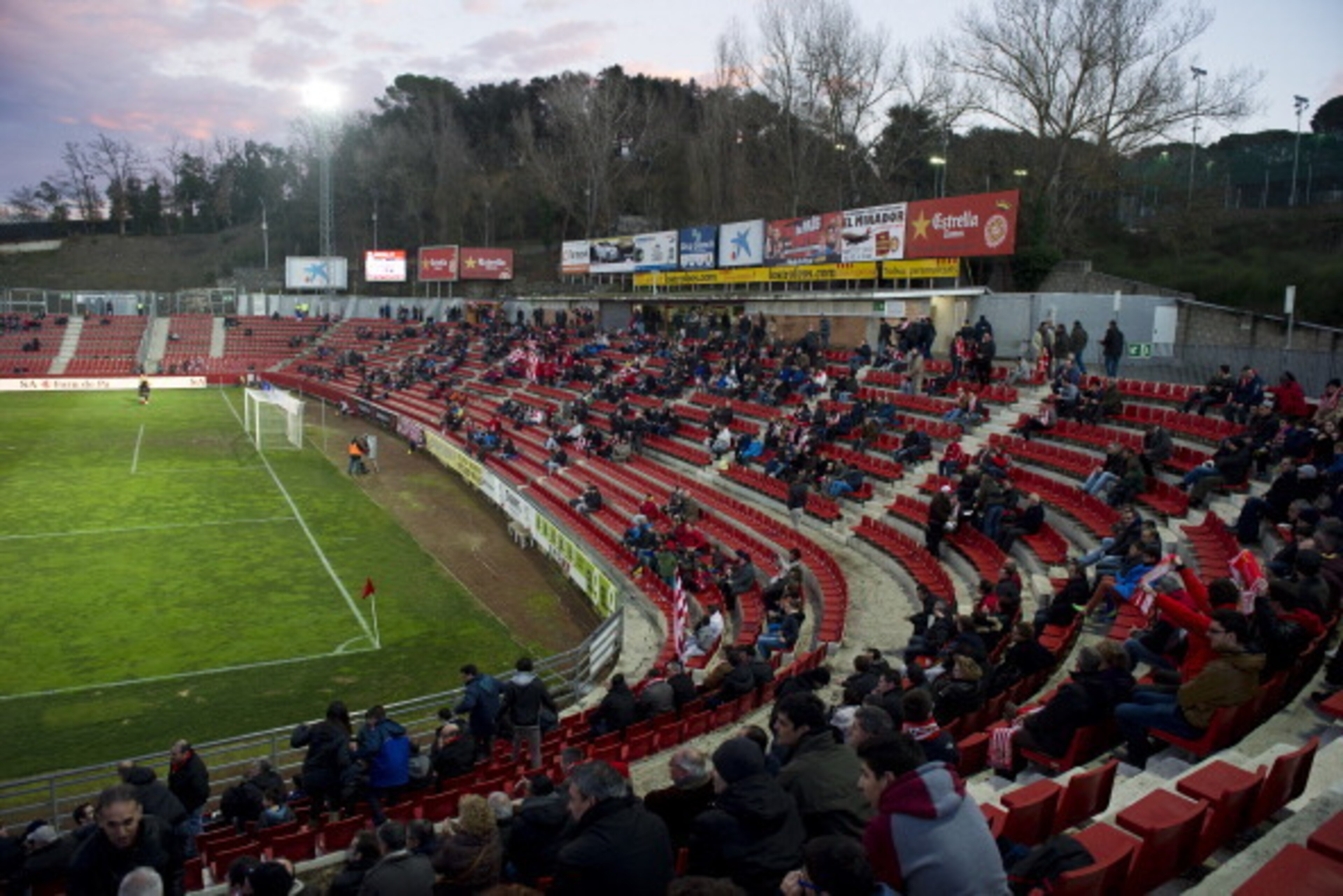 GIRONA, SPAIN - JANUARY 25:   A general view of the Estadia Montilivi stadium during the Spanish Segunda Division match between Girona FC and SD Eibar at the Estadia Montilivi on January 25, 2014 in Girona,Spain. (Photo by Josep Lago/EuroFootball/Getty Im
