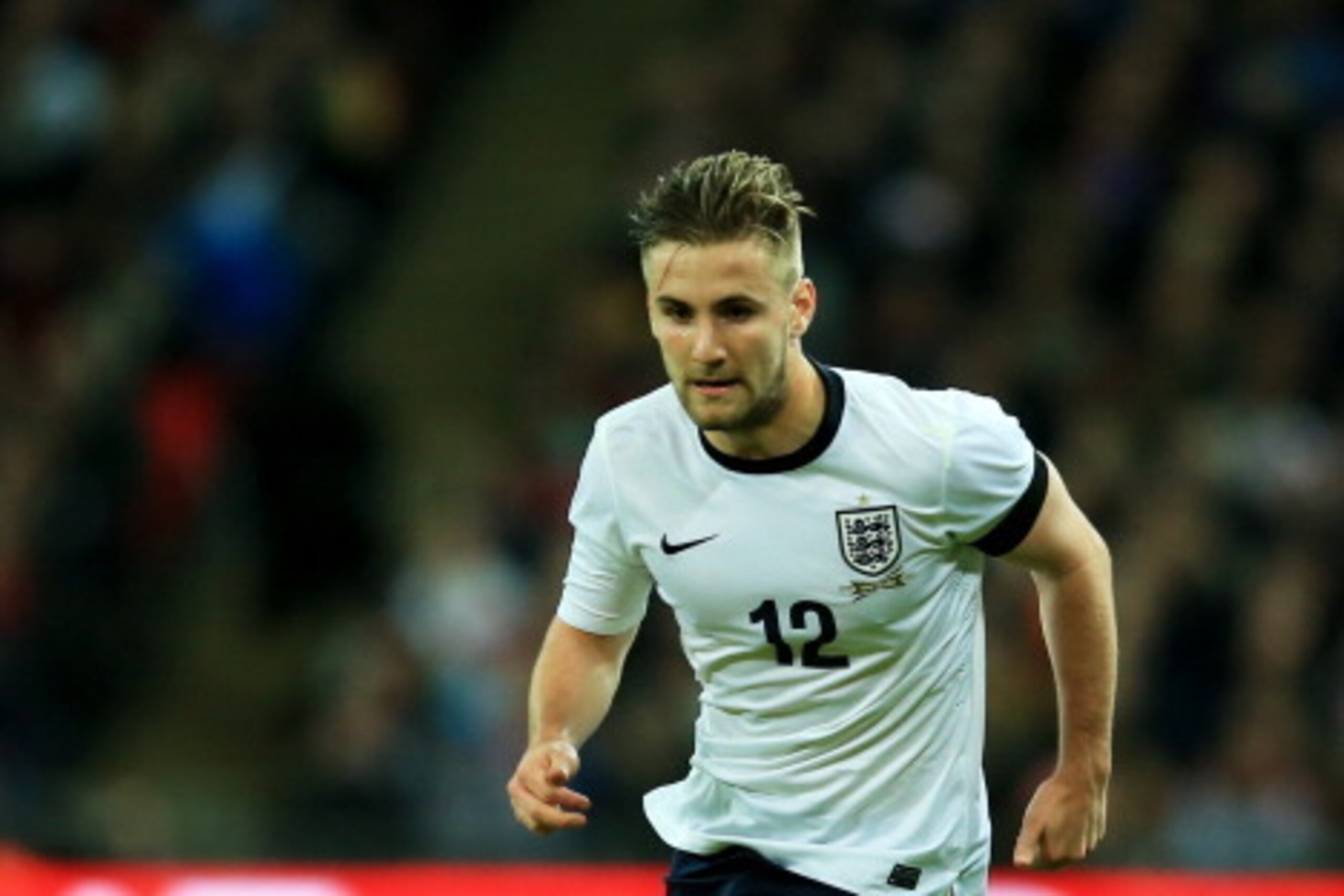 LONDON, ENGLAND - MARCH 05:  Luke Shaw of England in action during the International Friendly match between England and Denmark at Wembley Stadium on March 5, 2014 in London, England.  (Photo by Richard Heathcote/Getty Images)