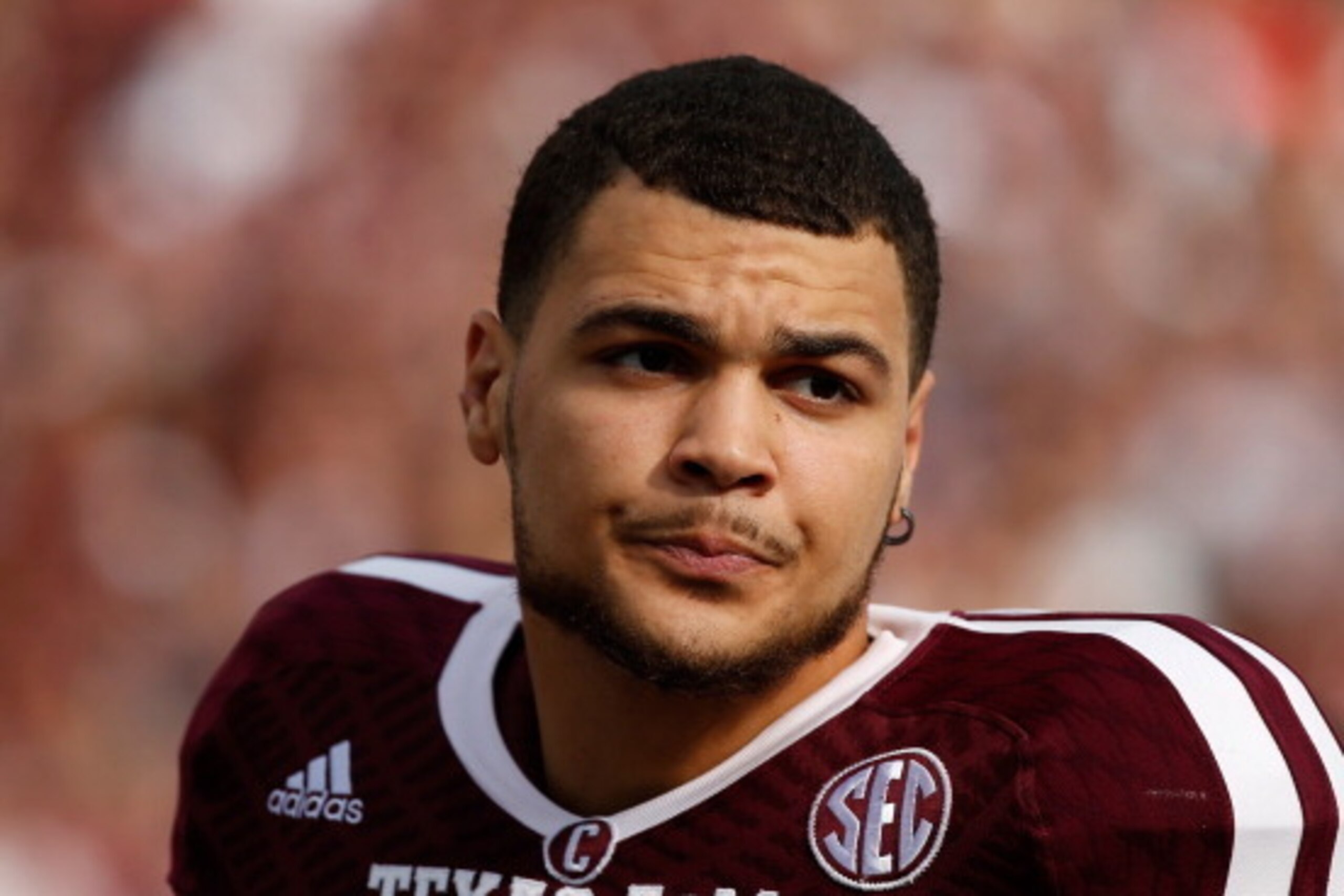 COLLEGE STATION, TX - NOVEMBER 09:  Mike Evans #13 of the Texas A&M Aggies waits on the field before the game against the Mississippi State Bulldogs at Kyle Field on November 9, 2013 in College Station, Texas.  (Photo by Scott Halleran/Getty Images)