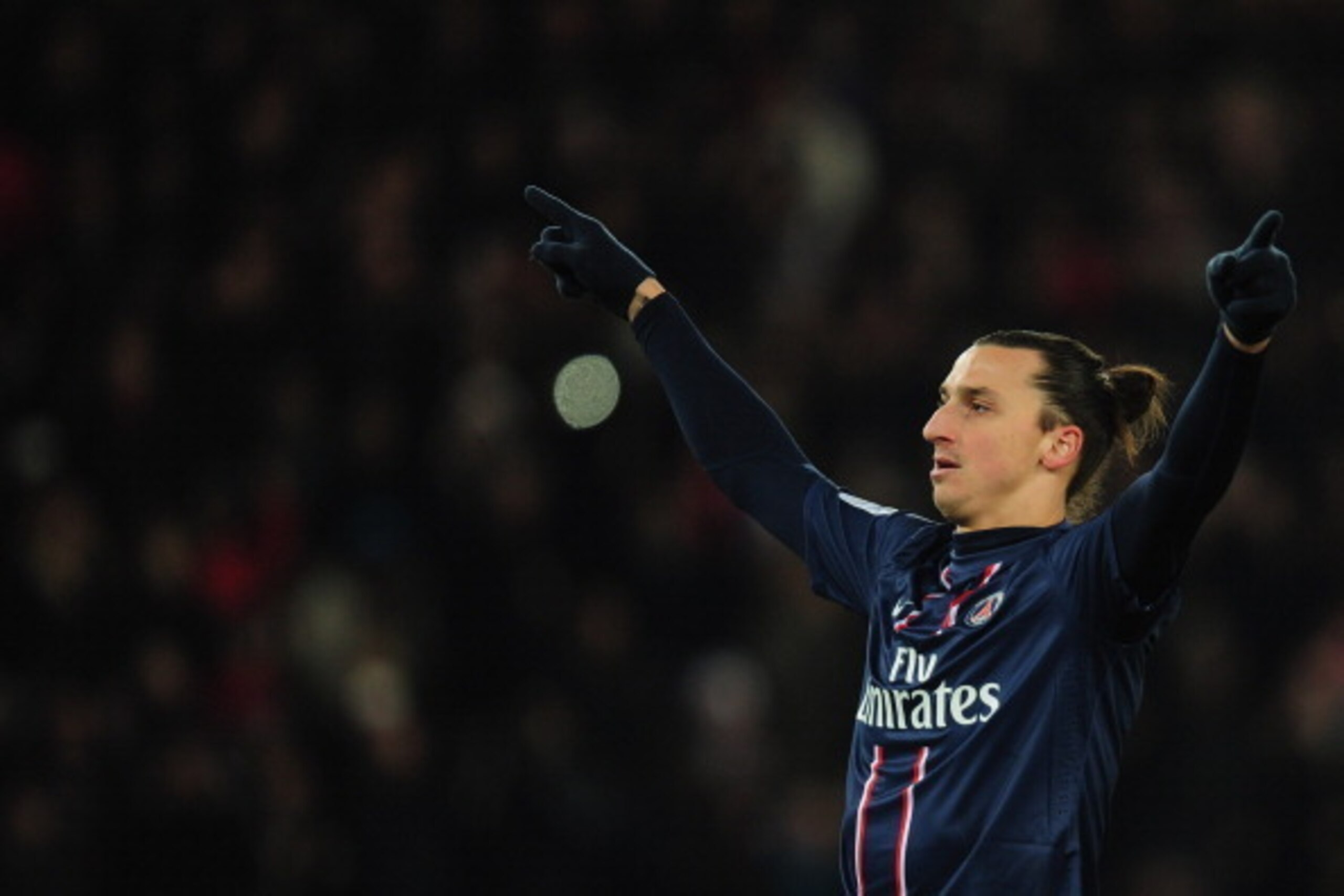 PARIS, FRANCE - FEBRUARY 08: Zlatan Ibrahimovic of Paris Saint-Germain celebrates his goal during the Ligue 1 match between Paris Saint-Germain FC and SC Bastia at Parc des Princes on February 8, 2013 in Paris, France. (Photo by Jamie McDonald/Getty Ima PARIS, FRANCE - FEBRUARY 08: Zlatan Ibrahimovic of Paris Saint-Germain celebrates his goal during the Ligue 1 match between Paris Saint-Germain FC and SC Bastia at Parc des Princes on February 8, 2013 in Paris, France. (Photo by Jamie McDonald/Getty Ima