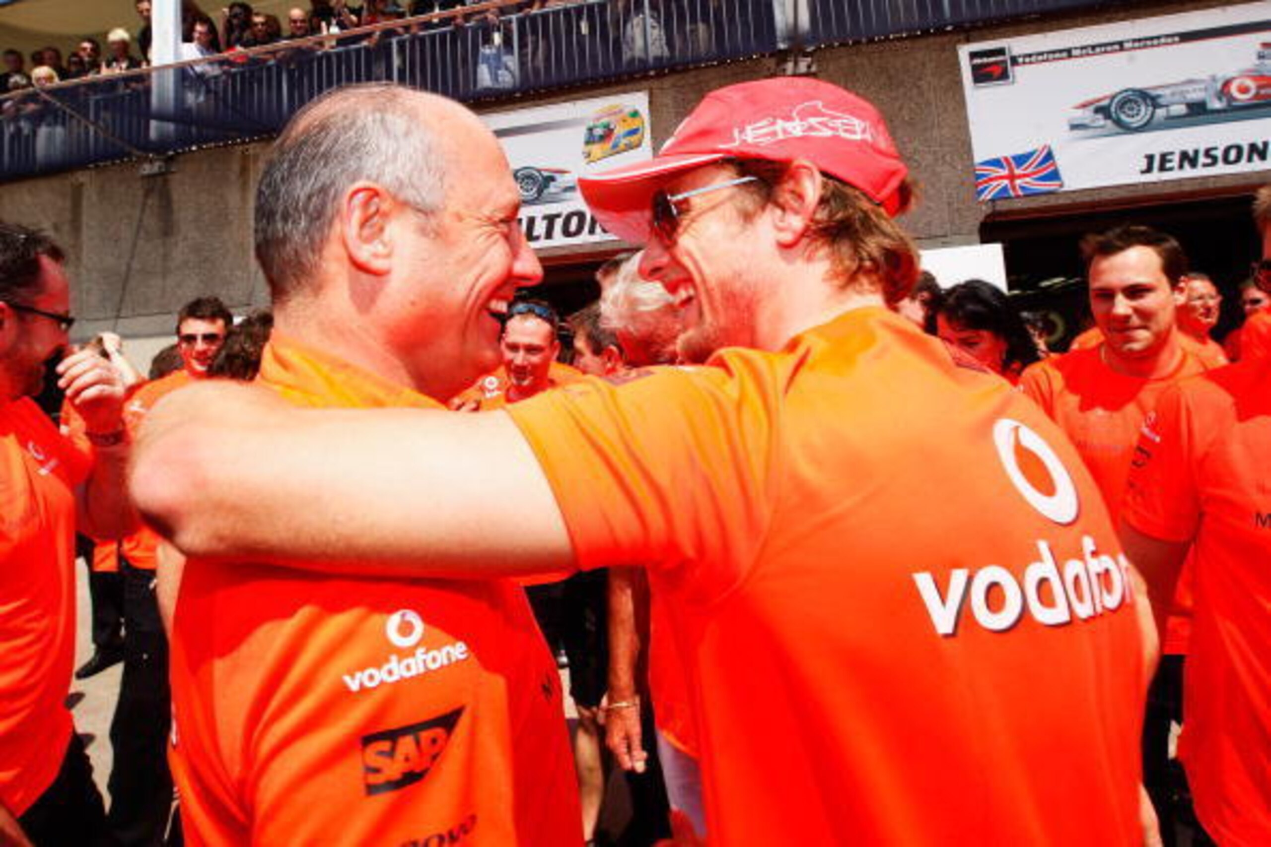 MONTREAL - JUNE 13: Second placed Jenson Button of Great Britain and McLaren Mercedes celebrates with Ron Dennis after the Canadian Formula One Grand Prix at the Circuit Gilles Villeneuve on June 13, 2010 in Montreal, Canada. (Photo by Mark Thompson/Get MONTREAL - JUNE 13: Second placed Jenson Button of Great Britain and McLaren Mercedes celebrates with Ron Dennis after the Canadian Formula One Grand Prix at the Circuit Gilles Villeneuve on June 13, 2010 in Montreal, Canada. (Photo by Mark Thompson/Get
