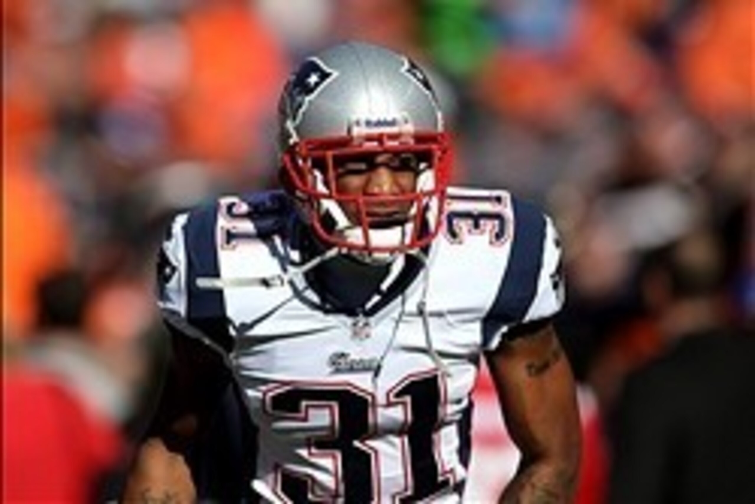 January 19, 2014; Denver, CO, USA; New England Patriots cornerback Aqib Talib against the Denver Broncos in the 2013 AFC Championship football game at Sports Authority Field at Mile High. Mandatory Credit: Mark J. Rebilas-USA TODAY Sports
