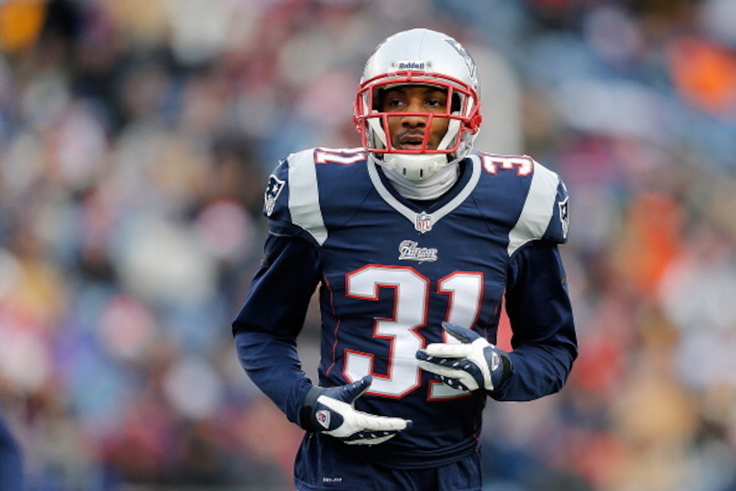 FOXBORO, MA - DECEMBER 8:  Aqib Talib #31 of the New England Patriots looks on during a game with Cleveland Browns at Gillette Stadium on December 8, 2013 in Foxboro, Massachusetts. (Photo by Jim Rogash/Getty Images)