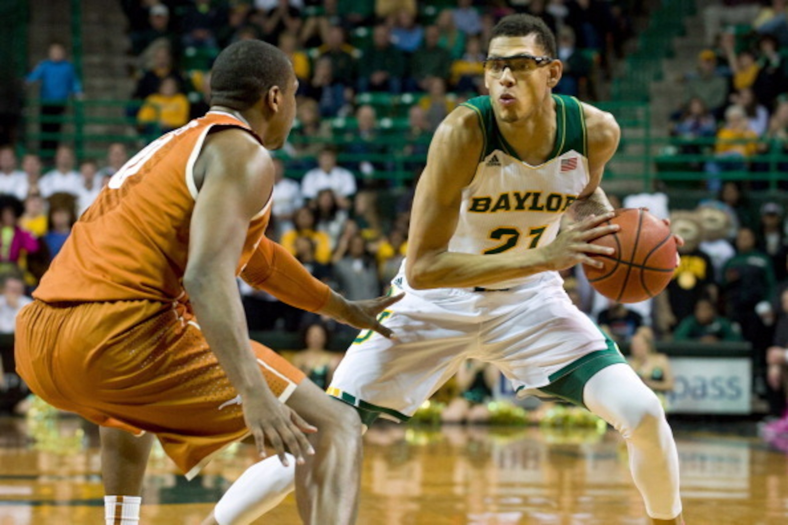 WACO, TX - JANUARY 25: Isaiah Austin #21 of the Baylor Bears brings the ball up court against the Texas Longhorns on January 25, 2014 at the Ferrell Center in Waco, Texas. (Photo by Cooper Neill/Getty Images) WACO, TX - JANUARY 25: Isaiah Austin #21 of the Baylor Bears brings the ball up court against the Texas Longhorns on January 25, 2014 at the Ferrell Center in Waco, Texas. (Photo by Cooper Neill/Getty Images)