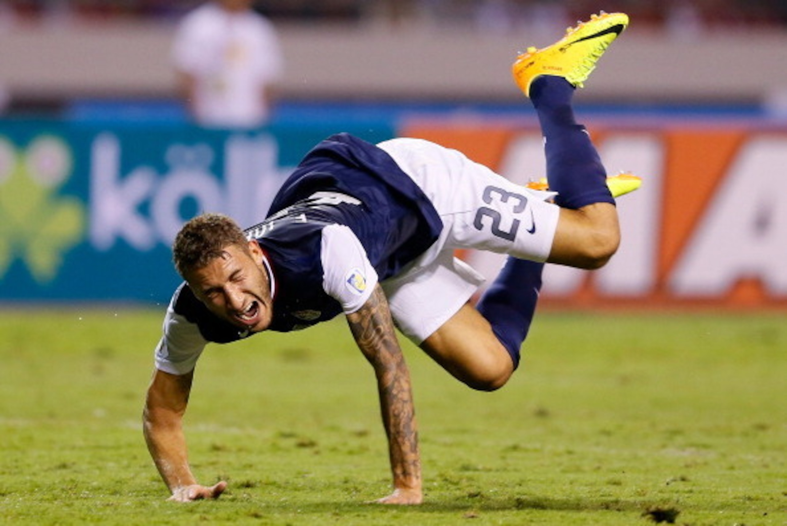 SAN JOSE, COSTA RICA - SEPTEMBER 06:  Fabian Johnson #23 of the United States against Costa Rica during the FIFA 2014 World Cup Qualifier at Estadio Nacional on September 6, 2013 in San Jose, Costa Rica.  (Photo by Kevin C. Cox/Getty Images)