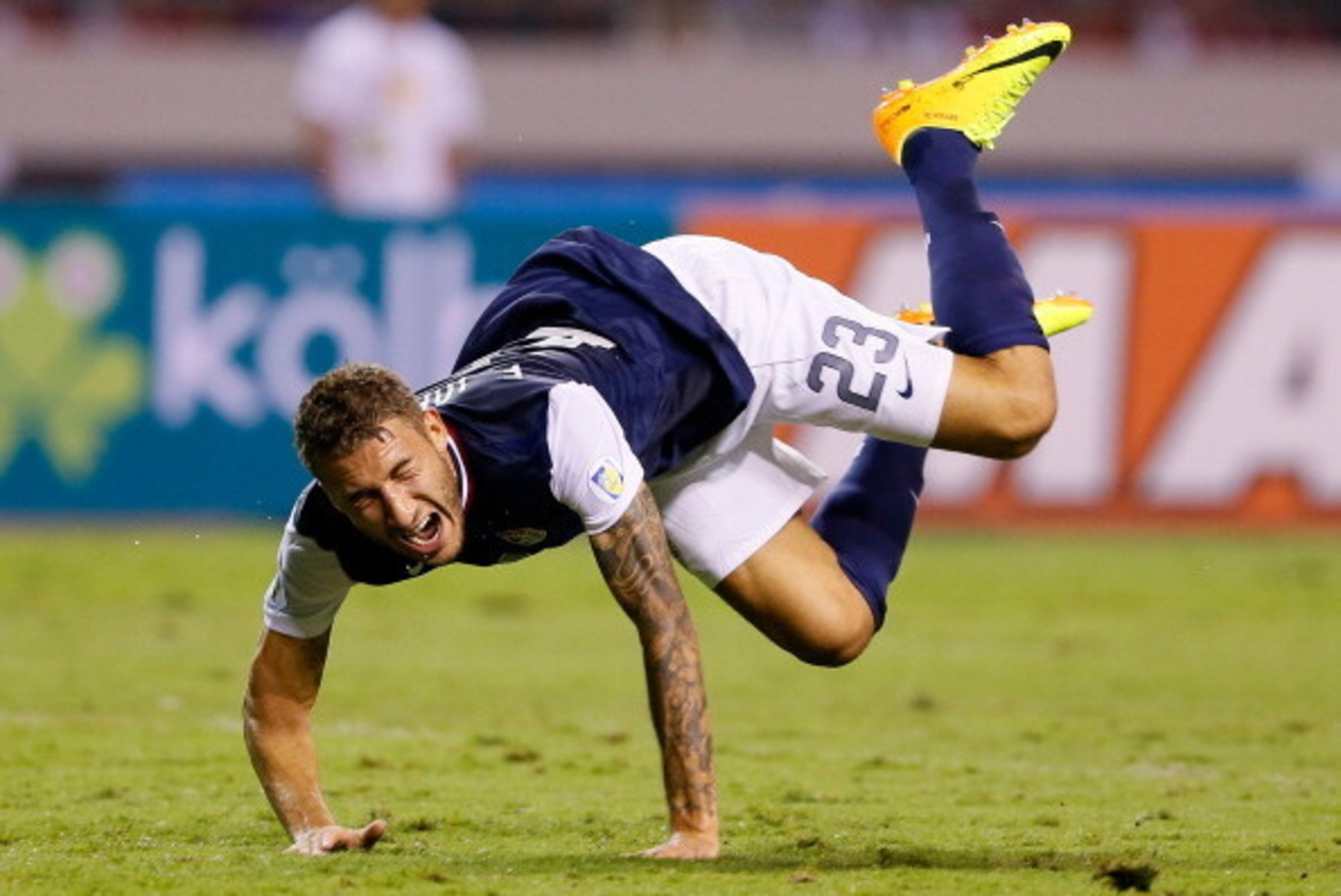 SAN JOSE, COSTA RICA - SEPTEMBER 06:  Fabian Johnson #23 of the United States against Costa Rica during the FIFA 2014 World Cup Qualifier at Estadio Nacional on September 6, 2013 in San Jose, Costa Rica.  (Photo by Kevin C. Cox/Getty Images)