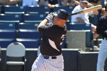 TAMPA, FL - MARCH 1: Brian McCann #34 of the New York Yankees bats during a spring training game at George M. Steinbrenner Field on March 1, 2014 in Tampa, Florida. (Scott Iskowitz/ Getty Images)