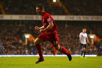 LONDON, ENGLAND - DECEMBER 15:  Jon Flanagan of Liverpool celebrates scoring their third goal during the Barclays Premier League match between Tottenham Hotspur and Liverpool at White Hart Lane on December 15, 2013 in London, England.  (Photo by Paul Gilh