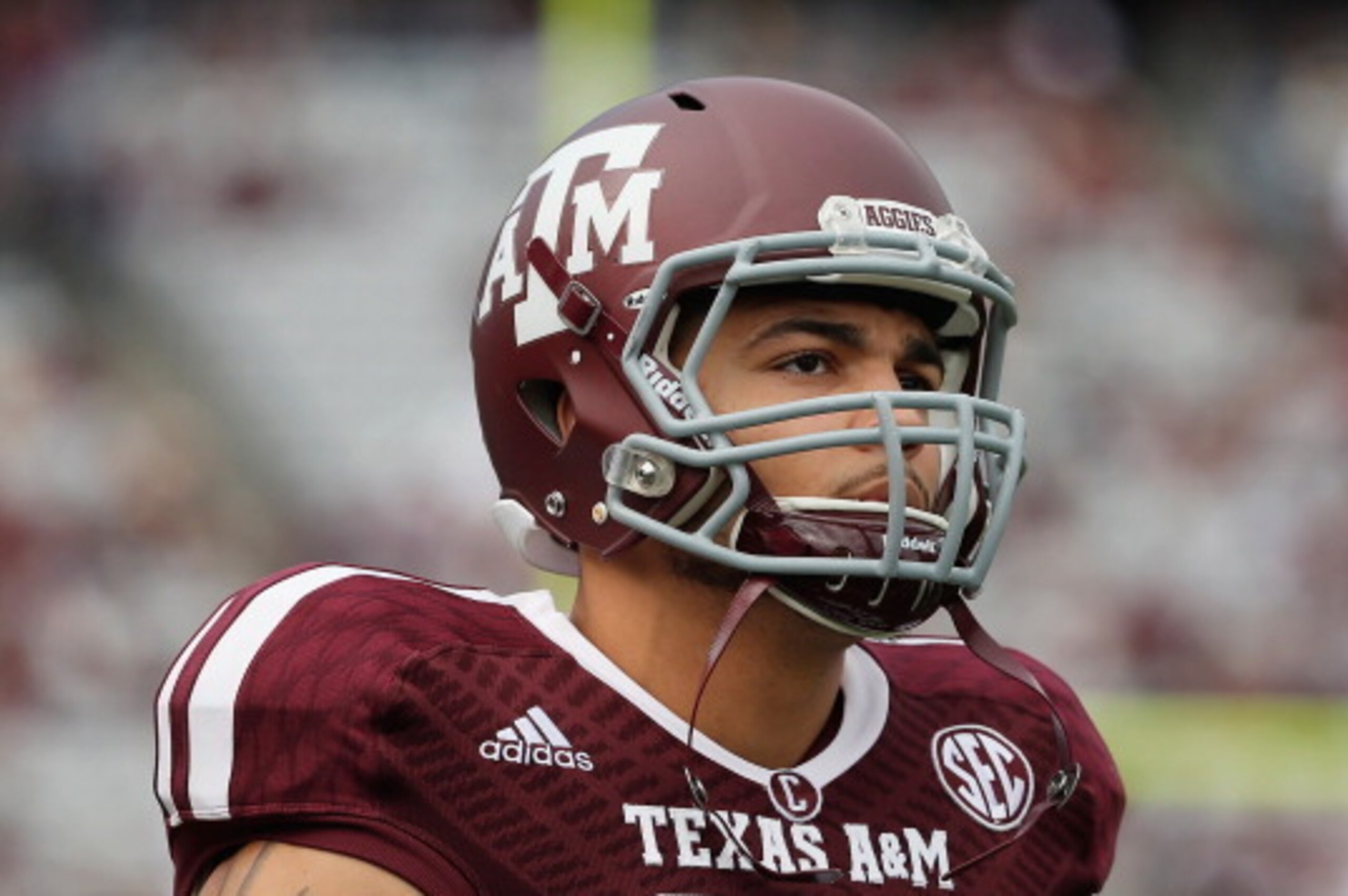 COLLEGE STATION, TX - NOVEMBER 09:  Mike Evans #13 of the Texas A&M Aggies waits on the field before the game against the Mississippi State Bulldogs at Kyle Field on November 9, 2013 in College Station, Texas.  (Photo by Scott Halleran/Getty Images)