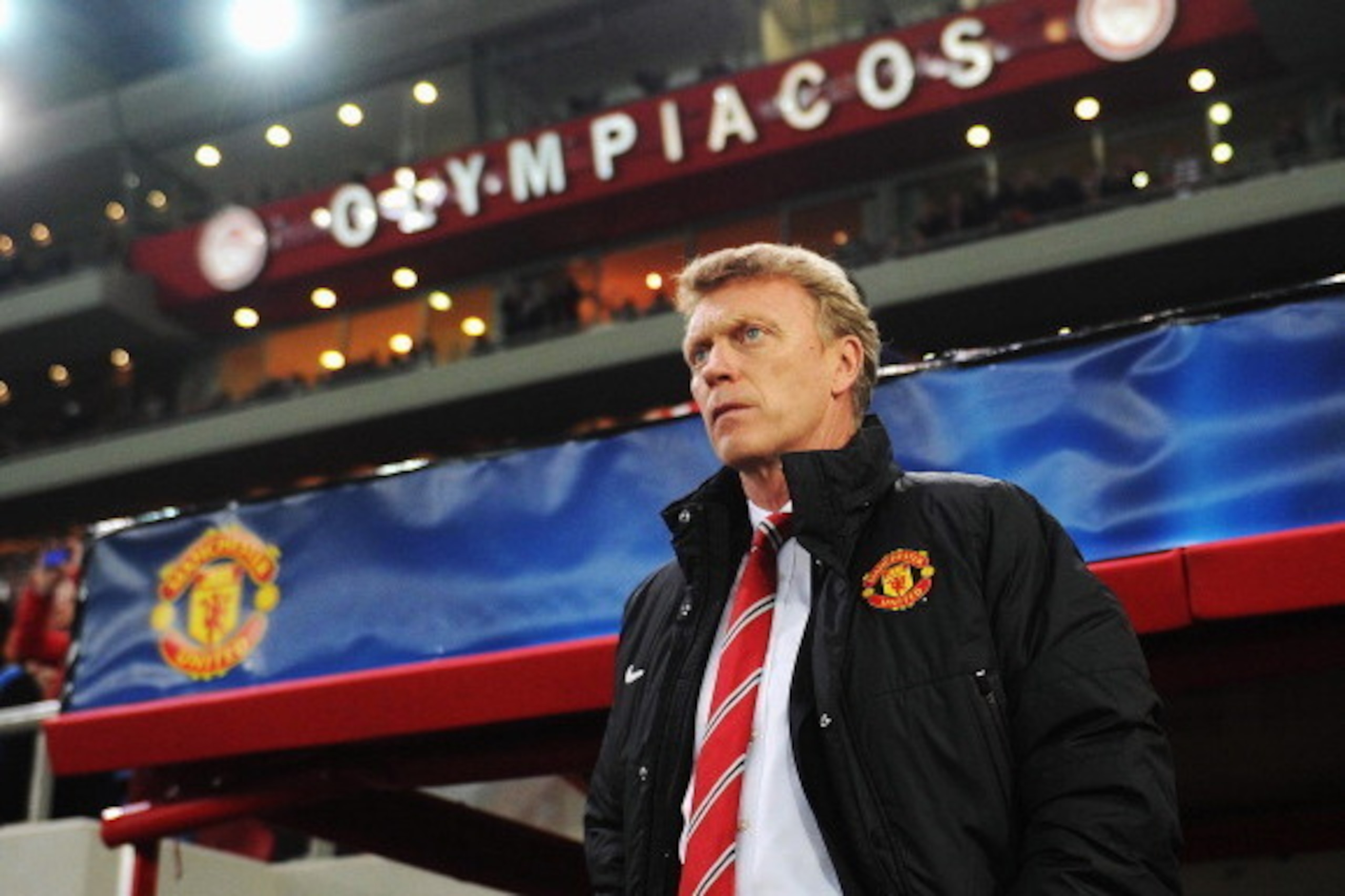 PIRAEUS, GREECE - FEBRUARY 25:  Manchester United manager David Moyes looks on before the UEFA Champions League Round of 16 first leg match between Olympiacos FC and Manchester United at Karaiskakis Stadium on February 25, 2014 in Piraeus, Greece.  (Photo