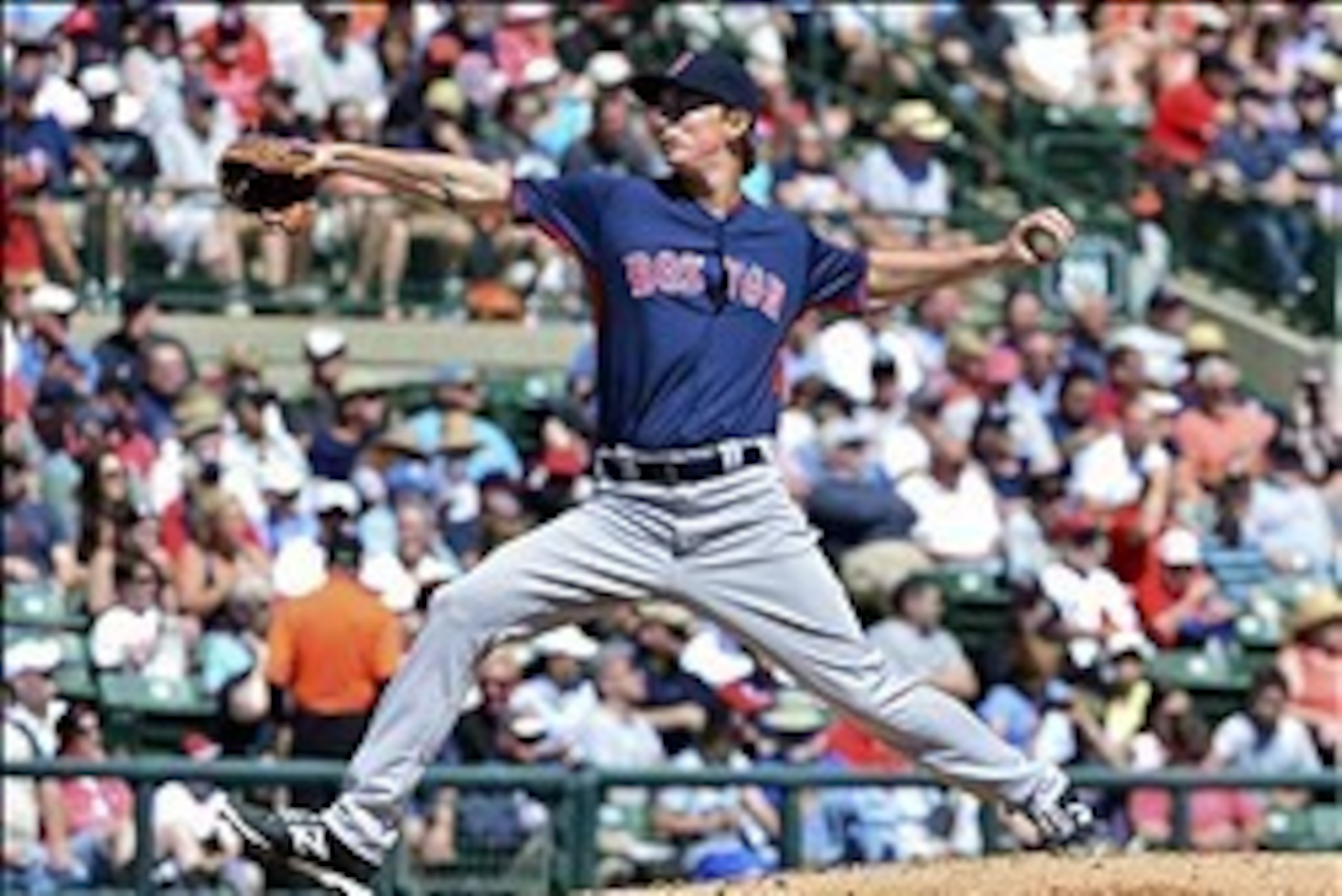 Mar 8, 2014; Sarasota, FL, USA; Boston Red Sox starting pitcher Henry Owens (76) pitches during the second inning against the Baltimore Orioles at Ed Smith Stadium. Mandatory Credit: Tommy Gilligan-USA TODAY Sports
