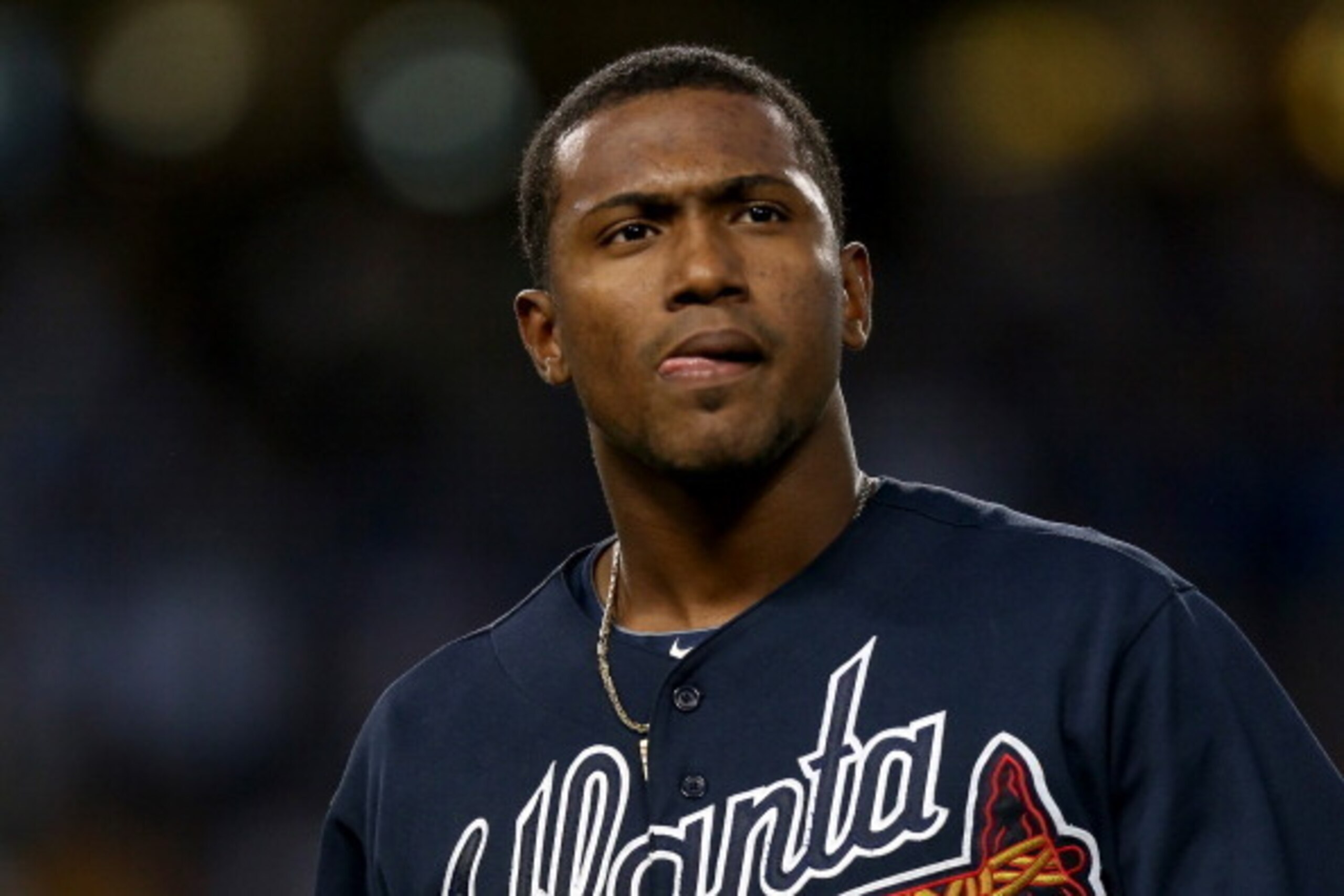 LOS ANGELES, CA - OCTOBER 06:  Julio Teheran #49 of the Atlanta Braves reacts as he is pulled in the third inning against the Los Angeles Dodgers during Game Three of the National League Division Series at Dodger Stadium on October 6, 2013 in Los Angeles,