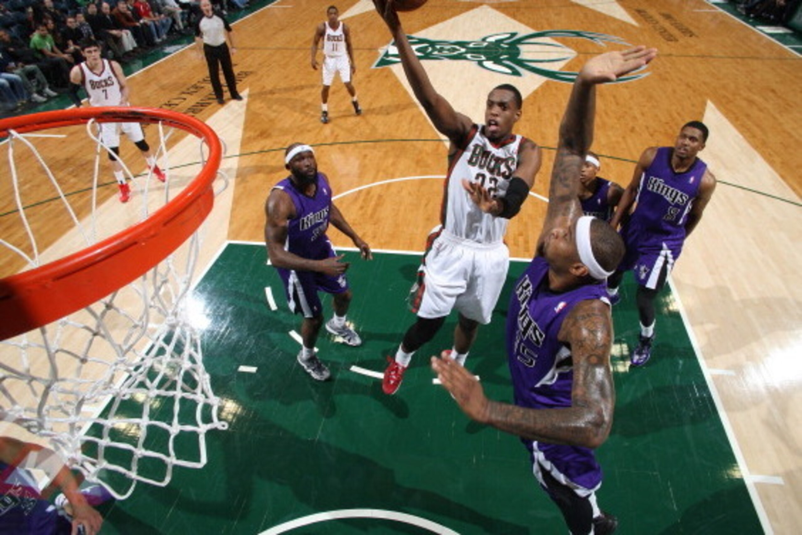 MILWAUKEE, WI - MARCH 5: Khris Middleton #22 of the Milwaukee Bucks shoots against the Sacramento Kings on March 5, 2014 at the BMO Harris Bradley Center in Milwaukee, Wisconsin. NOTE TO USER:  User expressly acknowledges and agrees that, by downloading a