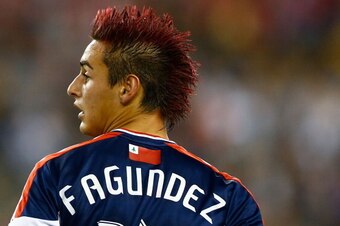 FOXBORO, MA - OCTOBER 20:  Diego Fagundez #14 of the New England Revolution plays against the Chicago Fire during the game on October 20, 2012 at Gillette Stadium in Foxboro, Massachusetts.  (Photo by Jared Wickerham/Getty Images)