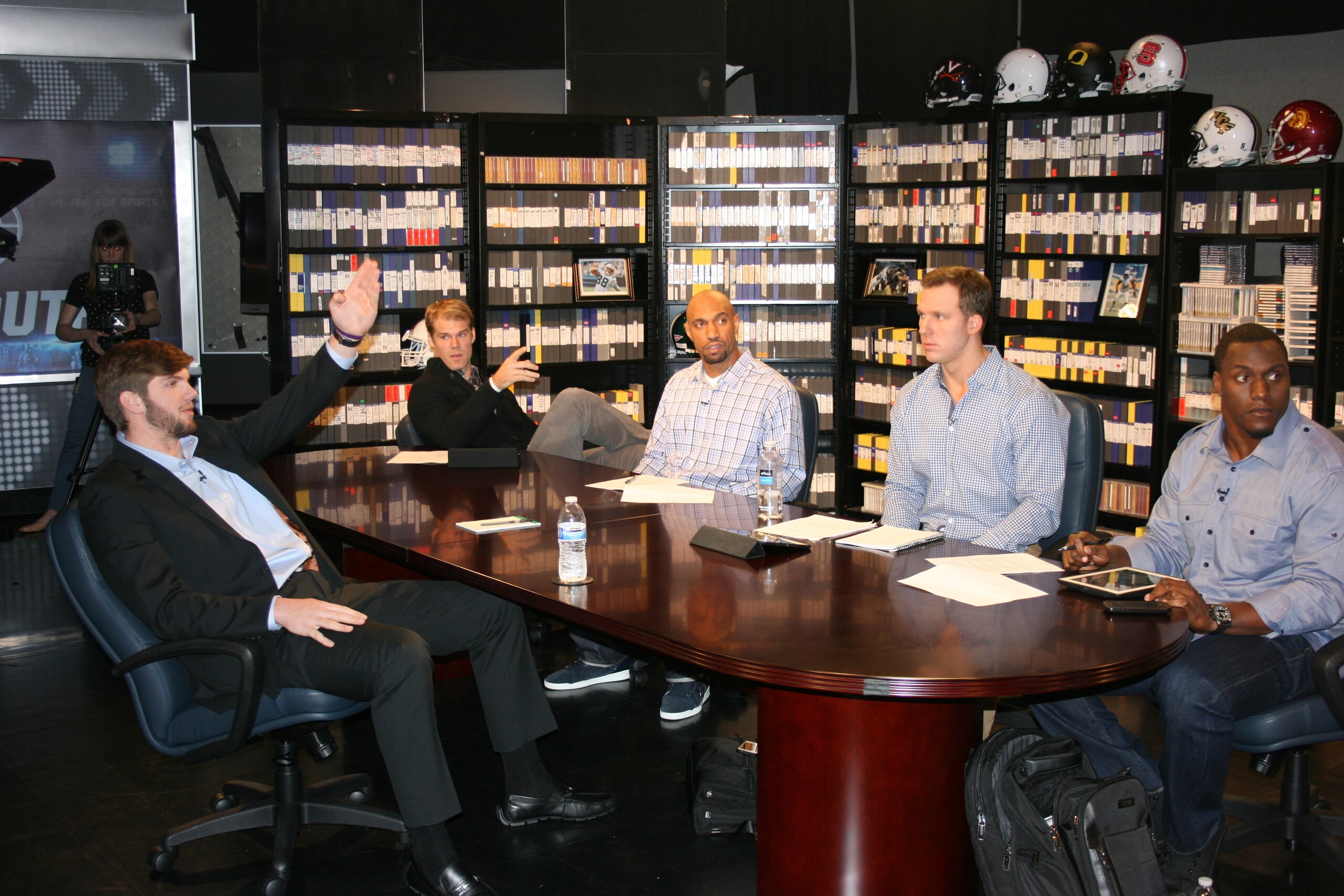 Mettenberger, Greg Olsen, Julian Peterson, Tim Couch and Takeo Spikes (L to R)