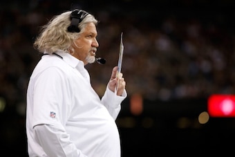 NEW ORLEANS, LA - OCTOBER 27:  Defensive Coordinator Rob Ryan of the New Orleans Saints during the game against the Buffalo Bills at Mercedes-Benz Superdome on October 27, 2013 in New Orleans, Louisiana.  (Photo by Chris Graythen/Getty Images)