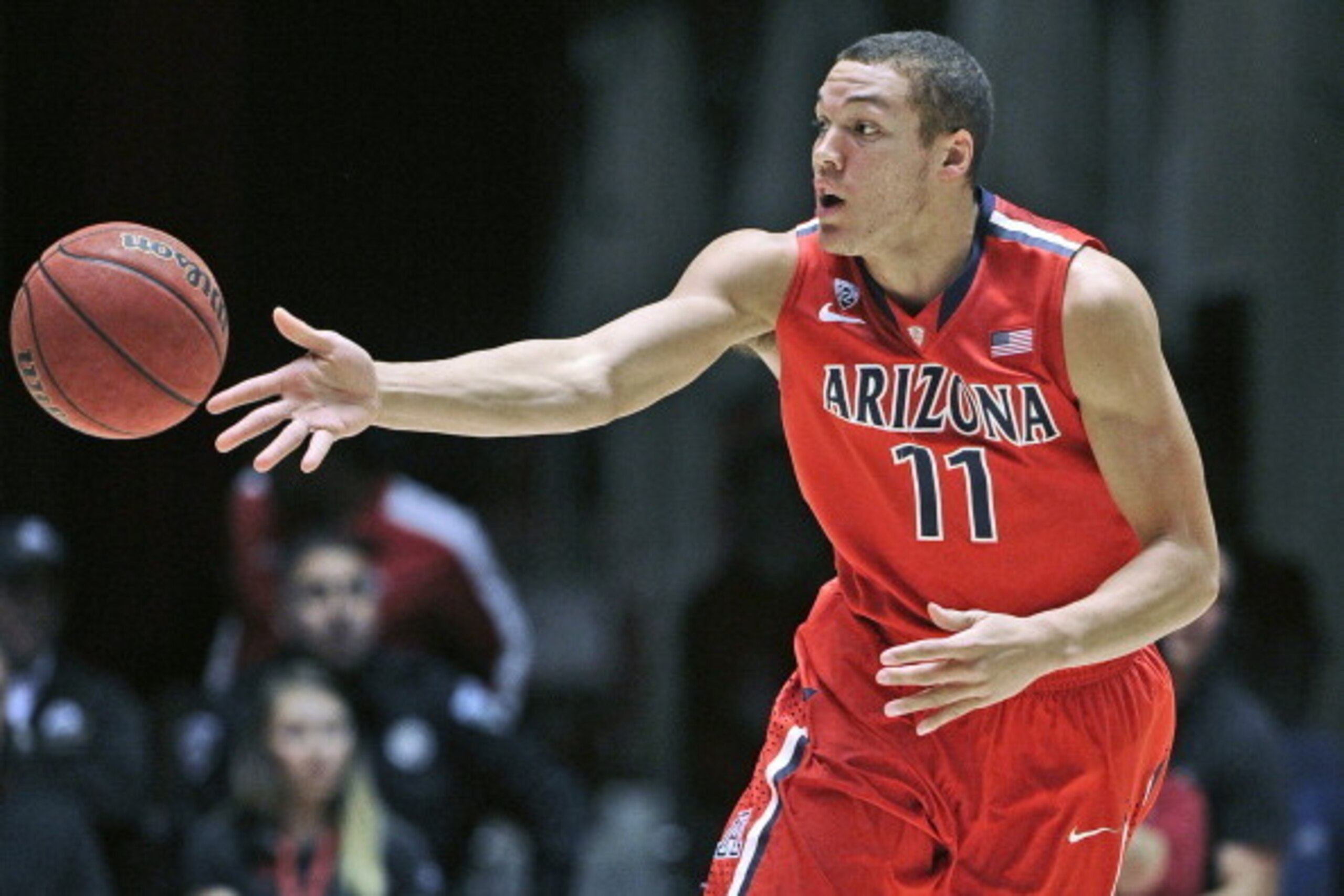 SALT LAKE CITY, UT - FEBRUARY 19: Aaron Gordon #11 of the Arizona Wildcats passes during their game against the Utah Utes at the Jon M. Huntsman Center February 19, 2014 in Salt Lake City, Utah. (Photo by Gene Sweeney Jr/Getty Images)