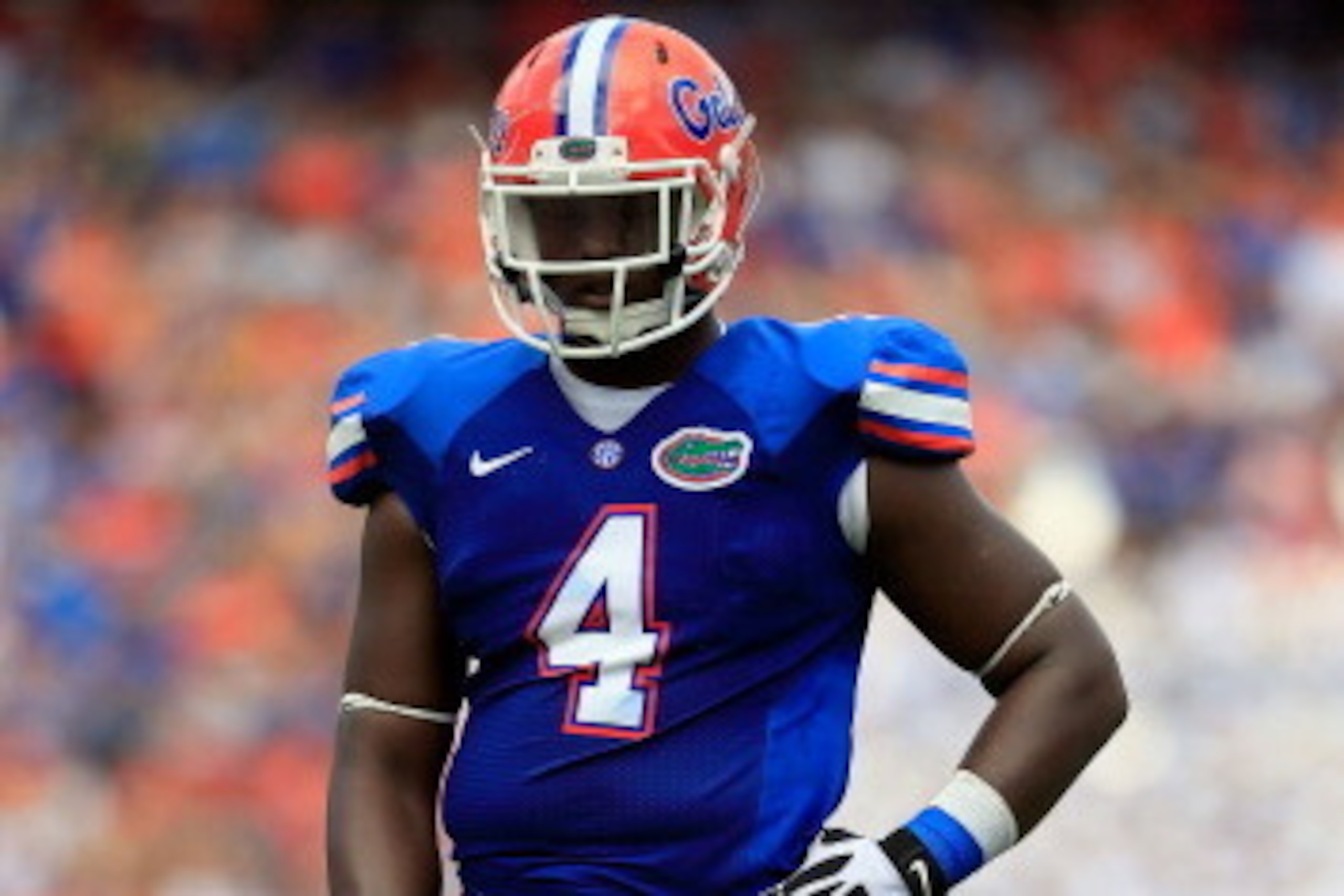 GAINESVILLE, FL - OCTOBER 06:  Andre Debose #4 of the Florida Gators in action during the game against the LSU Tigers at Ben Hill Griffin Stadium on October 6, 2012 in Gainesville, Florida.  (Photo by Sam Greenwood/Getty Images)
