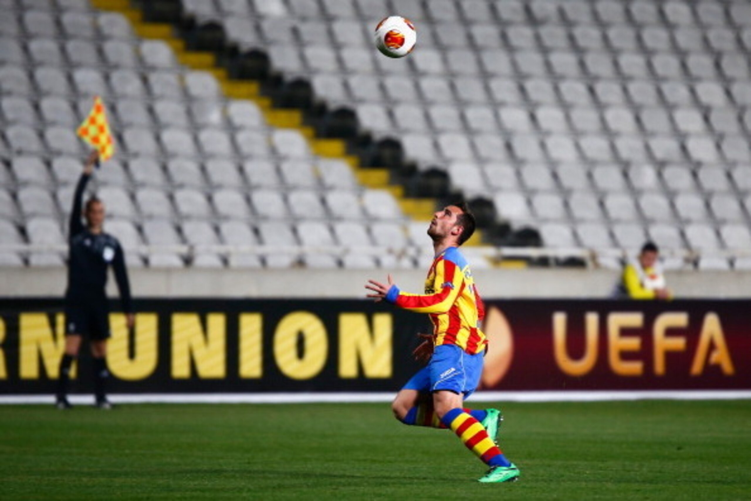 NICOSIA, CYPRUS - FEBRUARY 20:  Paco Alcacer of Valencia CF in action during the Europa League round of 16 match between FC Dynamo Kyiv and Valencia CF on February 20, 2014 in Nicosia, Cyprus.  (Photo by Andrew Caballero-Reynolds/Getty Images)