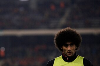 BRUSSELS, BELGIUM - MARCH 05:  Marouane Fellaini  of Belgium looks on prior to the International Friendly match between Belgium and Ivory Coast at The King Baudouin Stadium on March 5, 2014 in Brussels, Belgium.  (Photo by Dean Mouhtaropoulos/Getty Images