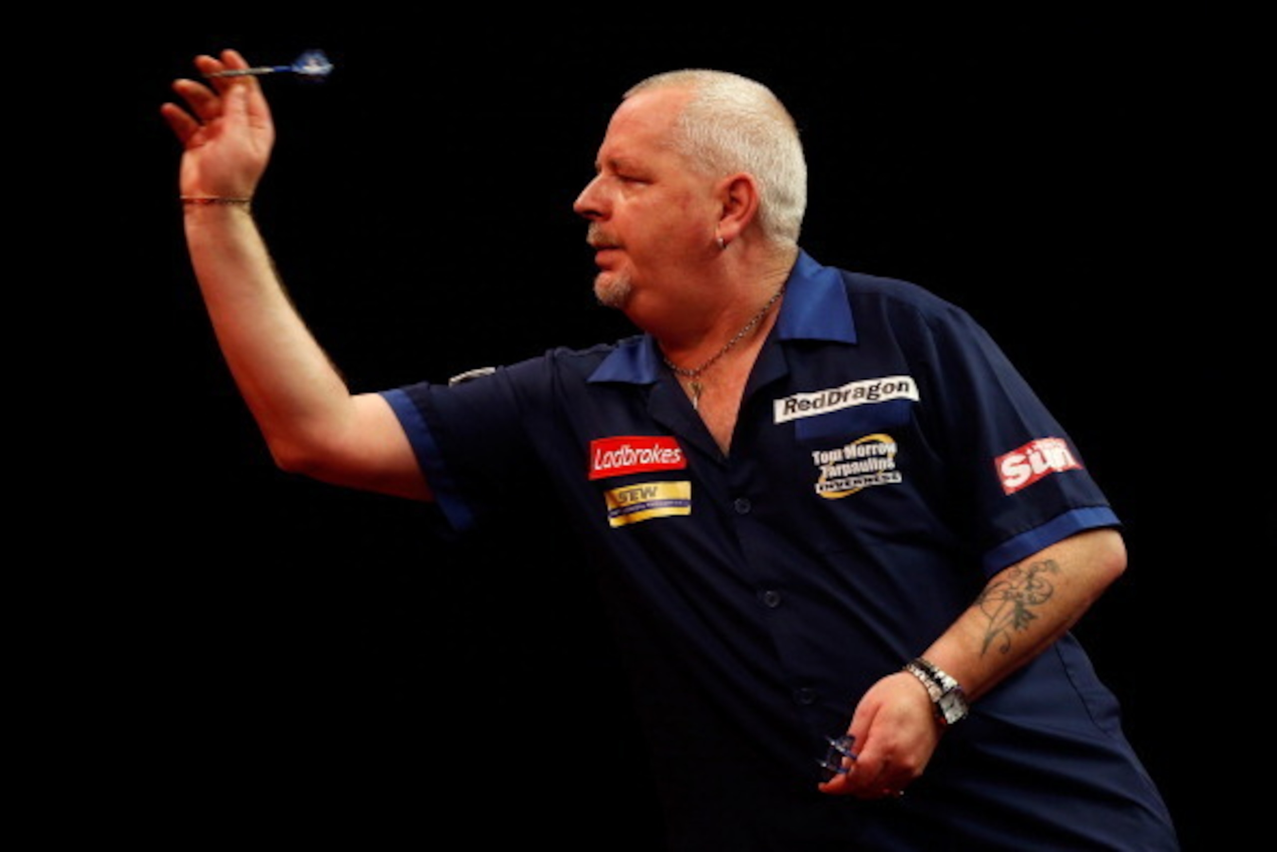 LONDON, ENGLAND - DECEMBER 27:  Robert Thornton of Scotland in action during his third round match against Wes Newton of England on day twelve of the Ladbrokes.com World Darts Championship at Alexandra Palace on December 27, 2013 in London, England.  (Pho